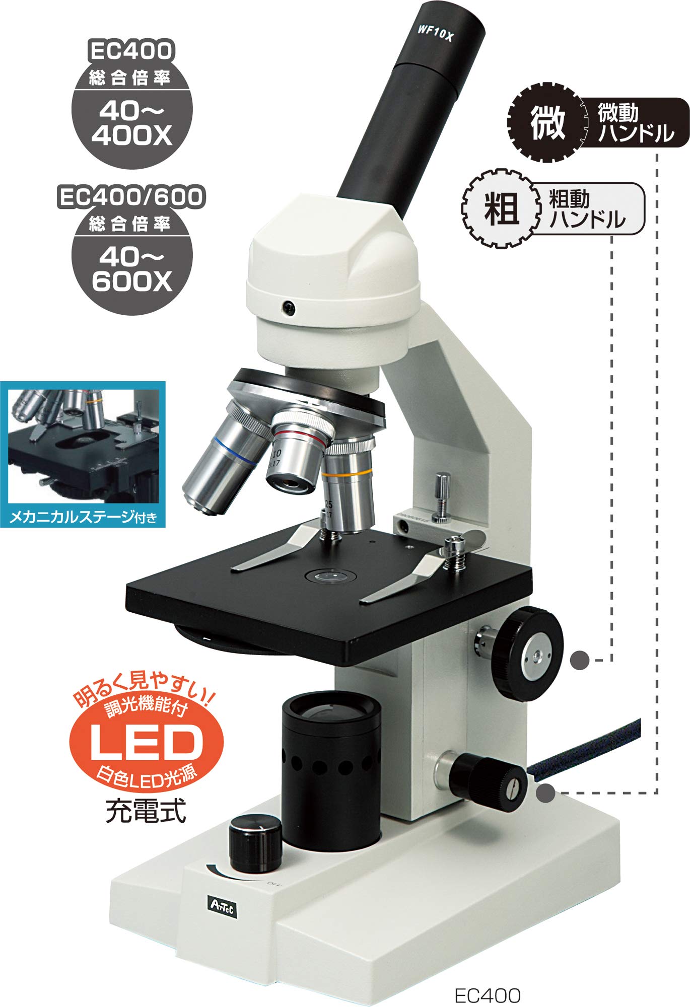生物顕微鏡E400/600 アーテック　レンズ5個付き Amazon.co.jp: アーテック 生物顕微鏡 EC400 9878 簡易メカニカル